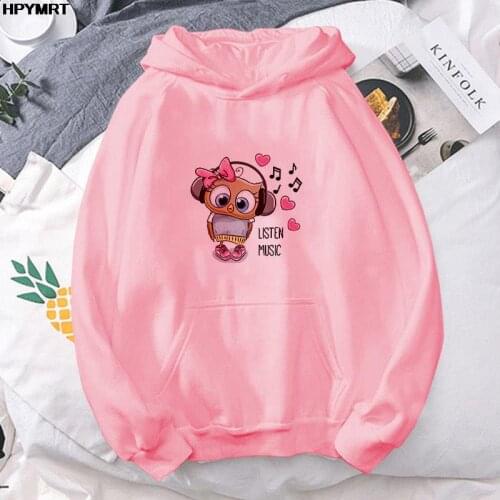 Women Hoodie Kawaii owl Printed Female Hoody Sweatshirt Streetwear Casual Tops Harajuku Cute Graphics Plus Size Hoodie pullover