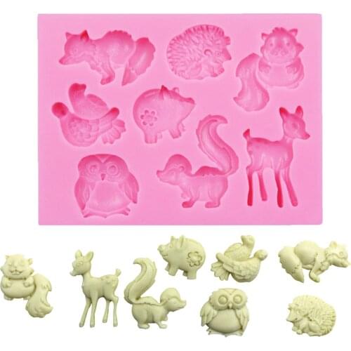 1Pc 8 Hole Deer Owl Shaped Fondant Silicone Mold Craft Cake Decorating Tools Chocolate Pastry Tool Kitchen Baking Mold JU0058