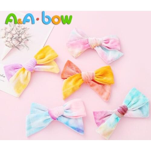 1pcs Baby Girls Velvet Bow Big Barrettes Newborn Hairpins Headwear Kids Hair Clips Ice Cream Mix Color Headband Hair Accessories
