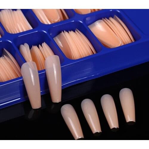 100Pcs/Set Nails Extension Acrylic False Nails Candy Color Full Cover Fake Nail DIY French Nail Coffin Ballerina Nail Manicure