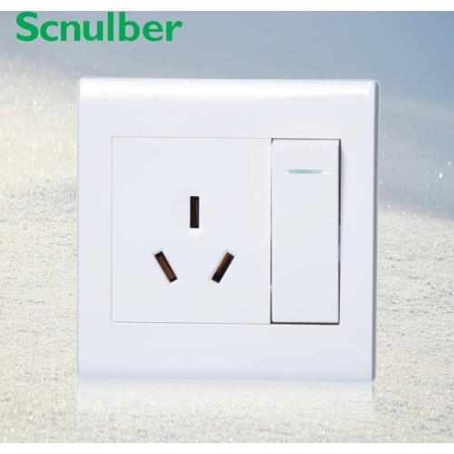 10A one 1 gang one 1 way rocker push button wall switch with AU 3 pin socket outlet