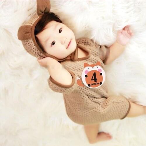 12 Pcs/Set Months Cards Skills Cards Memorial Stickers Newborn Photography Props 69HE