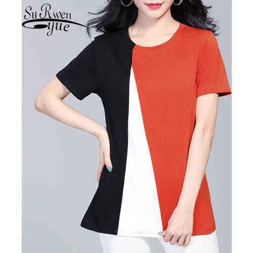 2021 Summer New Fashion Women Tops and Blouse Spliced Plus Size Women Blouse Short Sleeve Loose Chiffon Blouse 4XL Blusa 8724 50