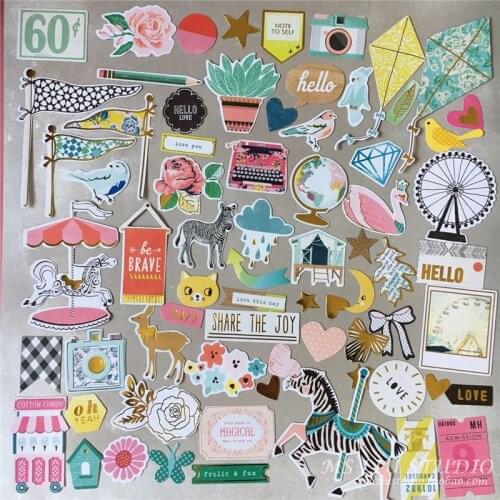 70+ Wonderful Amusement Park Zoo Cardstock Die Cut Stickers for Scrapbooking Happy Planner/Card Making/Journaling Project Craft