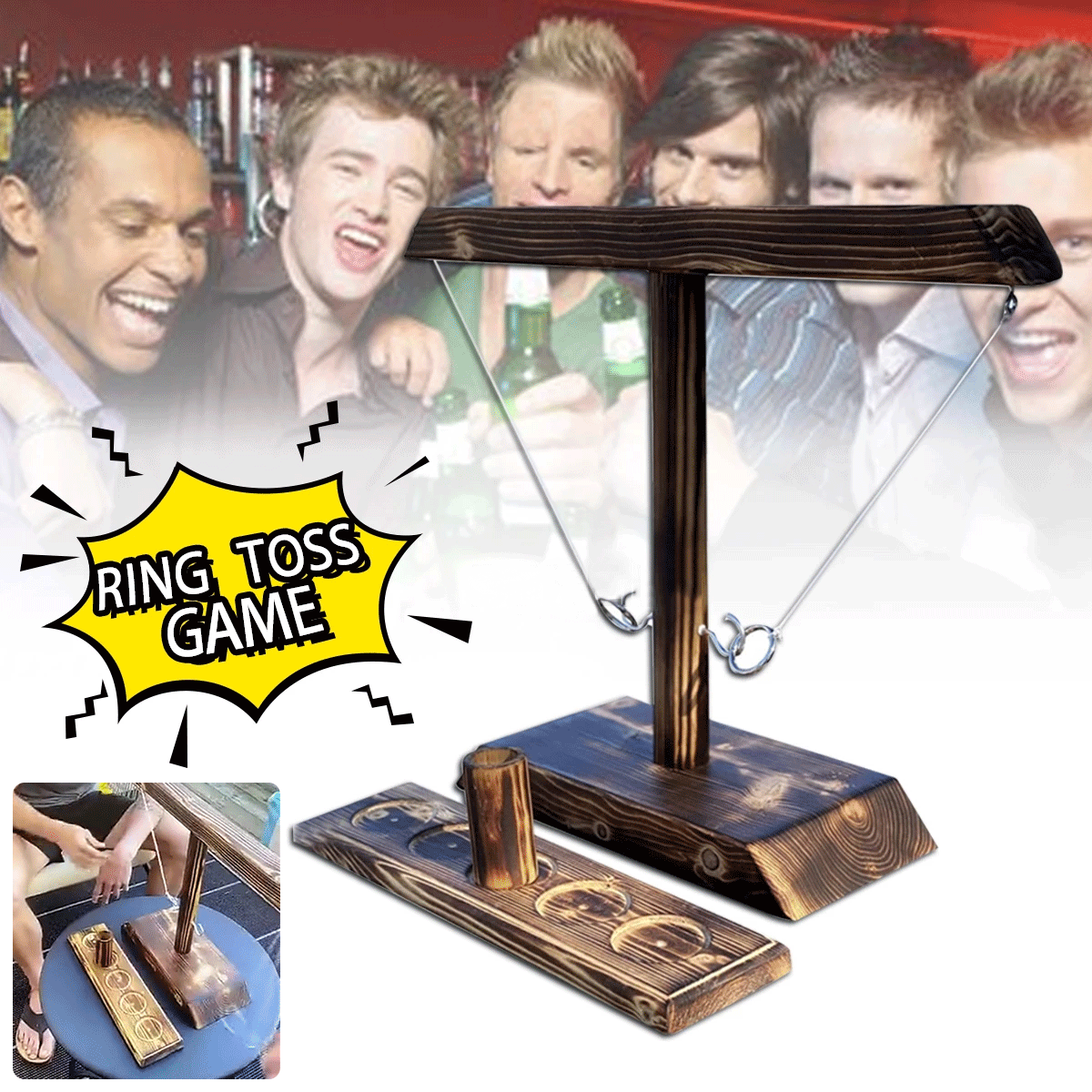 Drinking Game Toy Wooden Ring Toss Game Toss Hook Board games montessori toy games kids toys for children adult Party Home Game