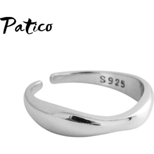 Authentic 925 Sterling Silver Fashion Wave Open Rings for Women Adjustable Size Ring Finger For Women Fashion Silver 925 Jewelry