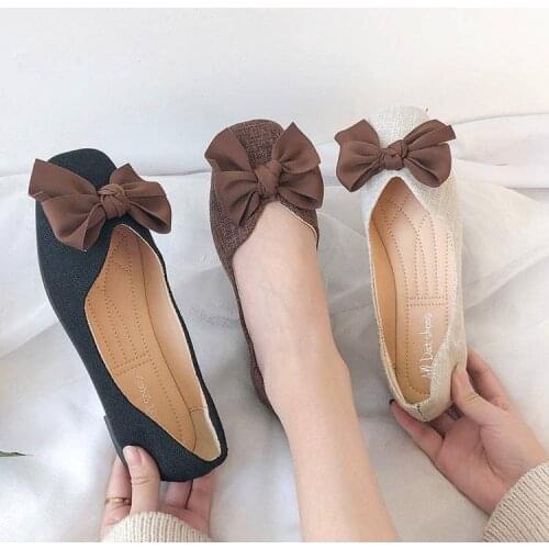 Brand Women Ballet Flats Shoes Slip on Square Toe Ladies Casual Shoes Designer Comfortable Soft Loafers Shoes for Pregnant Woman
