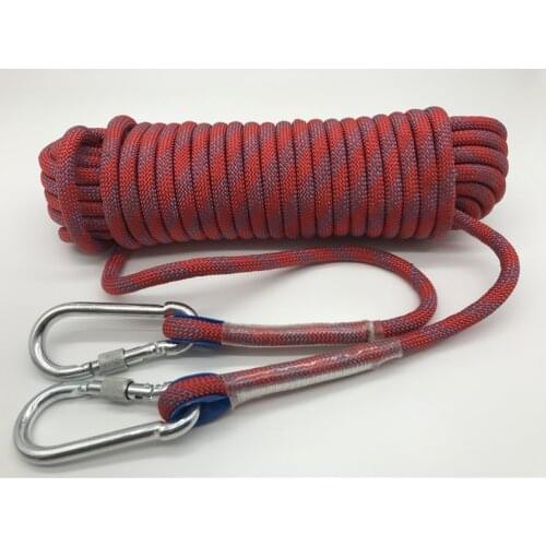 Free shipping 10/15/20/30/50 meters outdoor use Climbing rope for moutain climbing static rope with carabiners