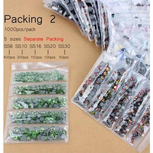 Shinny AAA Mix Size Crystal AB SS6-SS30 1000pcs High quality Hotfix Rhinestone Crystal and stone For Clothes Free shipping