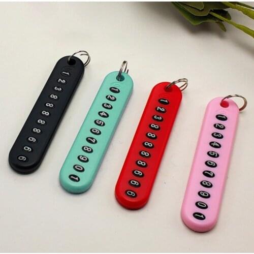 DIY Phone Number Card Plate Car Keys Anti-lost Keyring Keychain Pendant Decor