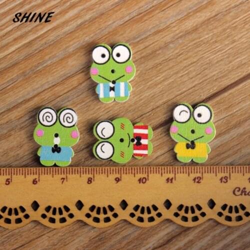 SHINE 30PCs Wooden Sewing Buttons Scrapbooking Frog Mixed Two Holes 21x16mm Costura Botones Decorate bottoni botoes