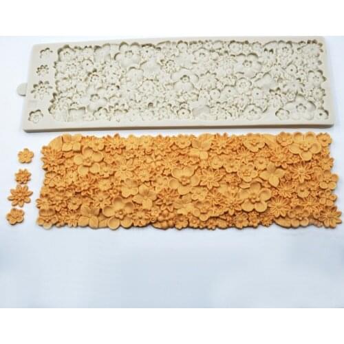 Food Grade Beautiful Flowers Shape Silicone Fondant Cake Border Decorating Mold DIY Baking Tools