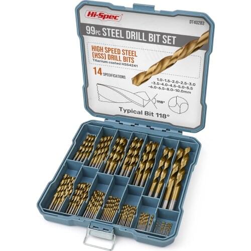 Hi-Spec HSS Metal Drills Titanium, Metric Metal Drill Bits Set,1-10mm Twist Drill Bit For Metal Wood Plastic Drill Accessory Set