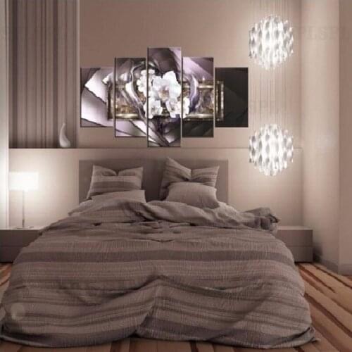 HD 5PCS/Set Love Orchid Flower Art Print Frameless Canvas Painting Wall Picture Home Decoration,Choose Color And Size,No Frame