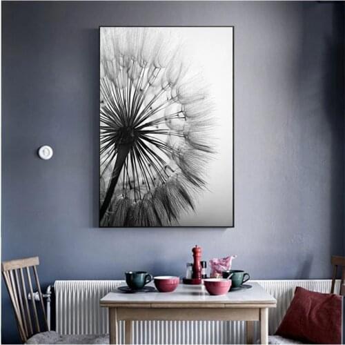 Dandelion Flower Canvas Painting Modern Black White Art Pictures for Home Decoration Living Room Abstract Wall Poster No Frame