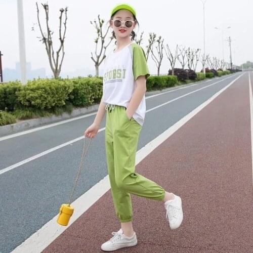 Kids Girls Clothes Set Baby Girl Summer Short Sleeve Print T-Shirt + Casual Pant Leggings 2PCS Outfit Children Clothing Set