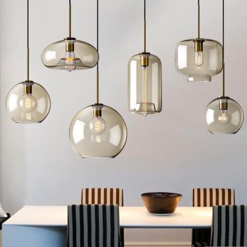 Nordic Restaurant Chandelier Modern Minimalist Industrial Cafe Living Room Kitchen Decorative Led Vintage Glass Pendant Lights