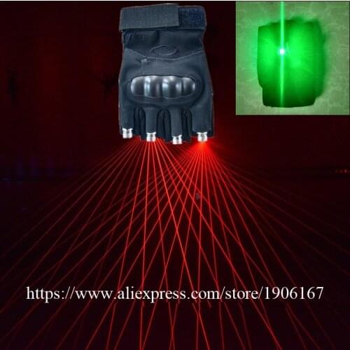 Laserman Show Laser Gloves With 532nm 80mw Red Lasers With Led Green Palm Lights DJ Party Stage Glove For Club Show