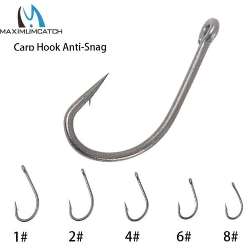 Maximumcatch 20pc Anti-Snag High Carbon Steel Carp Fishing Hook #1 #2 #4 #6 #8 Carp Fishing Hair Rigs