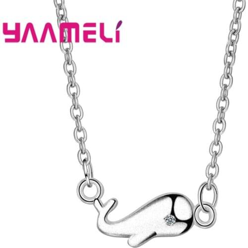Cute Little Whale Pendant Necklaces Pure 925 Sterling Silver Metal Chokers Jewelry for Women Girls Christmas Gifts