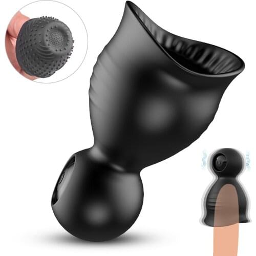 Blowjob Male Masturbator Glans Vibrator for Men Penis Massage Delay Ejaculation Lasting Trainer Vagina Real Pussy Dick Sex Toys