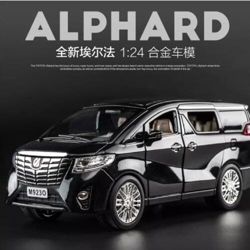 1: 24 Simulation Toyota Alphard Alloy Car Model Metal Toys Acousto Optic Car MPV Childrens New Year Birthday Gift Black