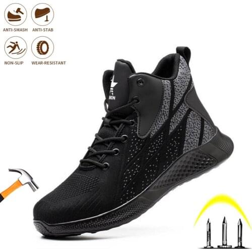 Fashion Men Safety Shoes Steel Toe Caps Work Boots Indestructible Anti-puncture Anti-smash Comfor Protection Insulation Sneakers