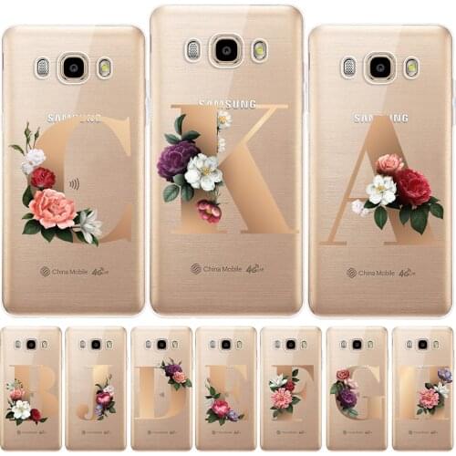 Custom 26 English Name Letters Flower Soft Phone Case For Samsung Galaxy J3 J5 J7 2017 J530 J330 J8 J4 J6 2018 Silicone Cover