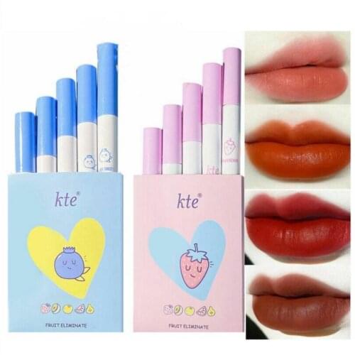 2/5 Color Cigarette Lip Gloss Set For Lips Makeup Long Lasting Matte Lipsticks Tint For Lips Waterproof Non-stick Cup TSLM1