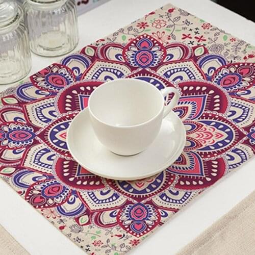 Mandala Non-slip insulation Placemat coaster for table dinner Table Mats cotton linen Pads Home Decor 42*32cm DD207