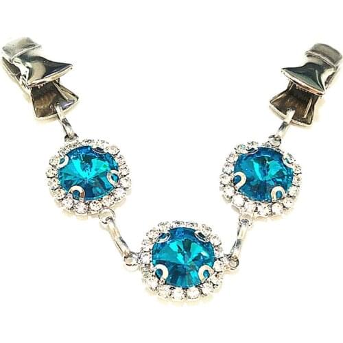 New Lake Blue Crystal Jewelry Brooch Women Shawl Cloak Scarf Guard Clips Sweater Cape Clasp Cardigan Cinch Clamps