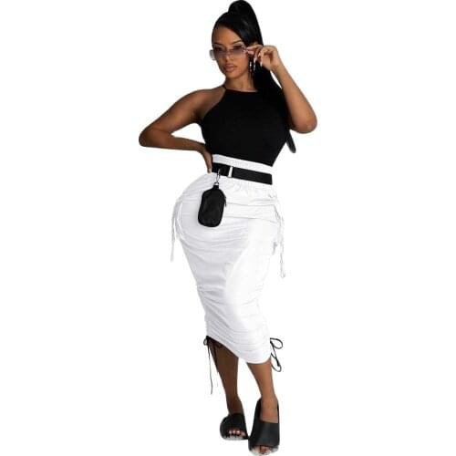 New Sexy European and American Strappy Slim Pocket Hip Skirt Bottoms Skirt