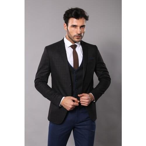 Checked Slim-Fit Brown Winter Suit