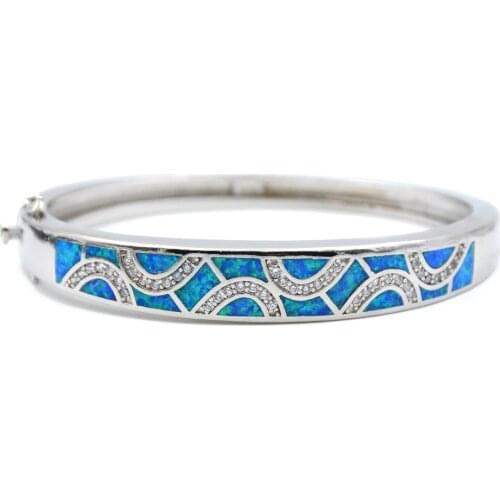 Charming Blue Fire Opal Cuff Bangle Bracelets for Women