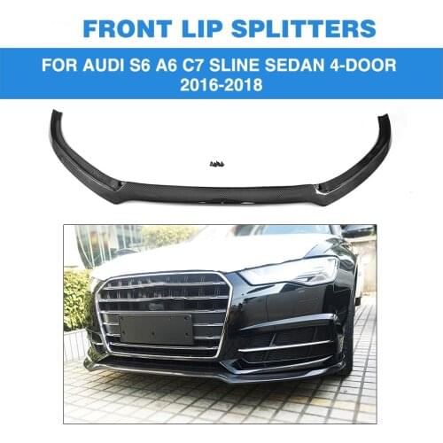 Carbon Fiber Front Bumper Lip Spoiler For Audi S6 A6 C7 SLINE Sedan 4 Door 2016 - 2018 Car Accessories Carbon Splitters