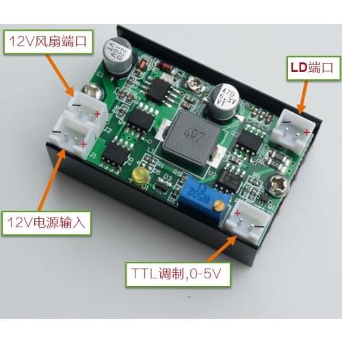 5A 12V 3.5-4.5W Buck Constant Current Power Supply Driver board / Laser / LED Driver w/ TTL Modulation FAN FOR 405/445/450/520nm