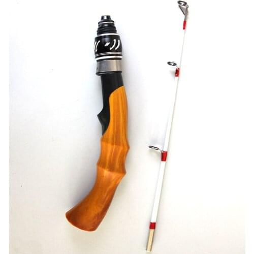 Portable pocket imitation solid wood plastic handle FRP rod for a little winter fishing rod ice fishing rod fishing spool rod co