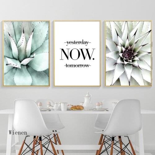 Scandinavian Style Green Plant Poster Succulent Landscape Canvas Painting Life Quote and Print Wall Art Pictures for Living Room