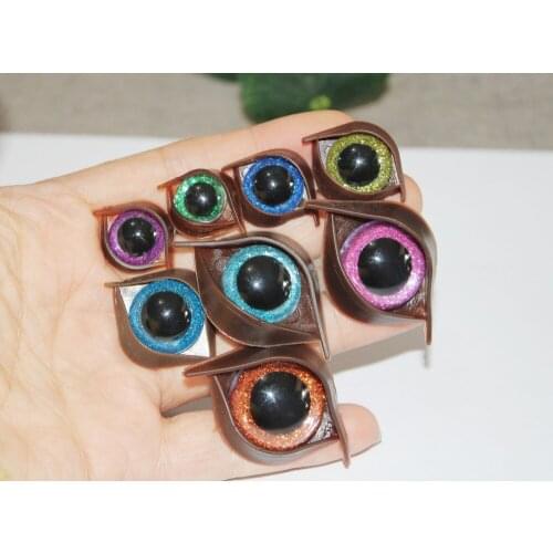 300PCS--NEW 13/14/15/16/18/20/22/24MM round safety clear toy eyes + glitter Nonwovens + hard washer + brown eyelid --size option