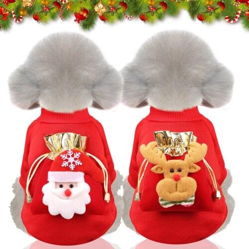Pet Christmas Clothes Dog Warm Coat Cat Winter Windbreak Outdoor Jacket Puppy Santa Decoration Hoodie Chihuahua Sweater Poodle