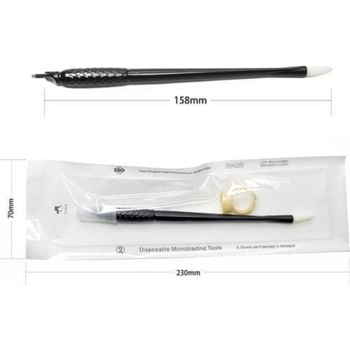 50pcs New 0.18mm/0.15mm Disposable Tattoo Manual Pen 18 U with Ring Cup Microblading Pen Lamina Tebori 18U Eyebrow Lip Pen