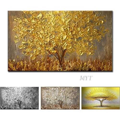 Hand Painted Knife Gold Tree Oil Painting On Canvas Large Palette 3D Paintings For Living Room Modern Abstract Wall Art Pictures