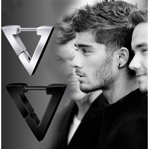 1 Fashion Gothic Triangle Earrings Unisex Punk Rock copper Men Women Ear Stud Earrings Pierced Push-Back Ear Plug Buckle jewelry