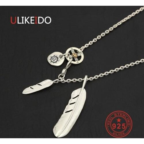 Solid 925 Sterling Silver Feather Necklace For Men Vintage Charms Takahashi Eagle Pendant Eagle Chain New Popular Jewelry P20