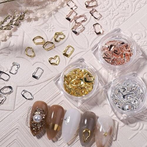 20Pcs/box INS Heart Alloy Nail Art Decorations Rose Gold 3D New Arrive Charms Nail Studs DIY Manicure Japanese Jewelry Accessory