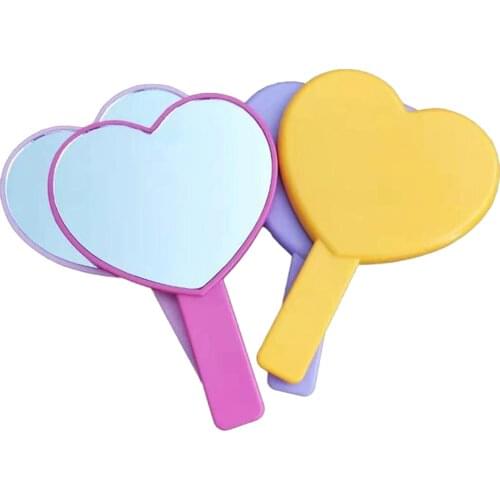 Heart-Shaped Travel Handheld Mirror Portable Personal Cosmetic Hand Mirror with Handle