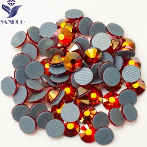 YANRUO 2058HF Light Siam AB hotfix Stones And Crystals Soldering Iron Rhinestones Hot Fix Wedding Dress Glue Crystals DIY Craft