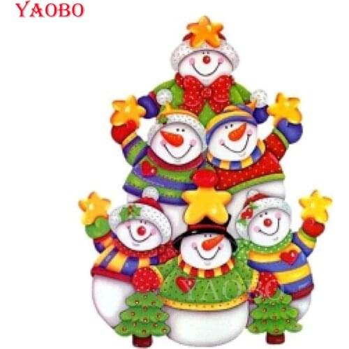 Yaobo Diamond Painting Christmas Snowman Cross Stitch Full Square/Round Drill Diamond Embroidery Mosaic Rhinestones Gift