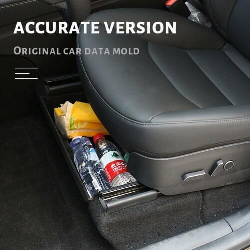 2021 Under Seat Back Storage Box For Tesla Model Y Flocking Large Auto Container Secret Organizer Case Interior Car Accessories