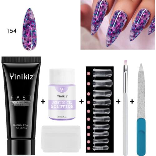 Yinikiz Poly Nail Gel Kit 15ml LED Clear UV Gel Varnish Nail Polish Set Quick Building Long Lasting Extension Manicure Set uñas
